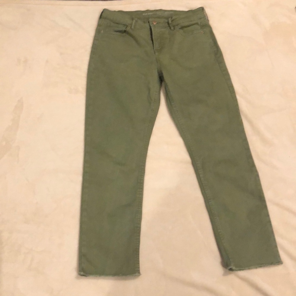 Old Navy women’s perfect straight droit parfait olive mid-rise size 6 *preowned*